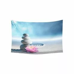 Abphqto Landscape Wall Art Home Decor, Sand Lily And Spa Stones In Zen Garden Tapestry Wall Hanging 100x150 Cm