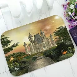 Abphqto Fabulous Castle In An Enchanted Garden Doormat Entrance Rug Area Rug Floor Mat Home Decor 40x60 Cm