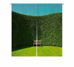 Abphqto Garden Hedges With A Wooden Bench Japanese Noren Curtain Doorway Door Window Treatment Curtains 85x150 Cm