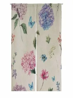 Abphqto Summer Vintage Floral Blooming Hydrangea Garden Flowers Japanese Noren Curtain Doorway Door Window Treatment Curtains 85x150 Cm A--14140