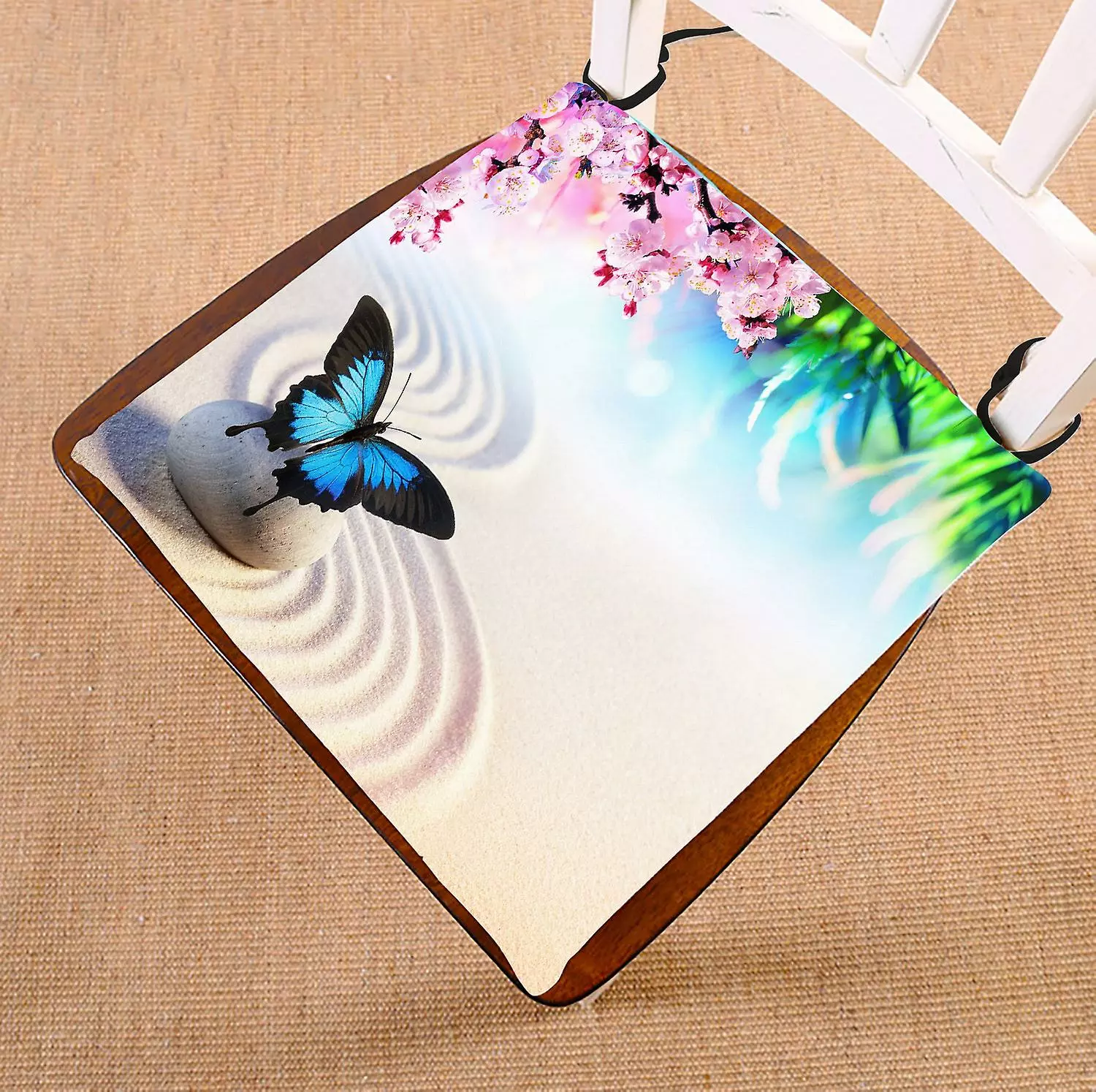 Abphqto Butterfly In Japanese Rock Garden Sakura Blossoms Chair Pad Seat Cushion Chair Cushion Floor Cushion 45x45 Cm 3 Abphqto Butterfly In Japanese Rock Garden Sakura Blossoms Chair Pad Seat Cushion Chair Cushion Floor Cushion 45x45 Cm