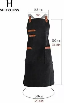 Unbranded Unisex Double Pocket Washed Canvas Apron Kitchen Garden Work Wear - Creative