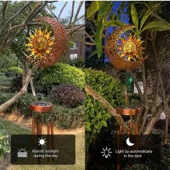 Unbranded Shxx Solar Wind Chimes-outdoor Garden Decorative Wind Chime Light With Cracked Ball-waterproof Metal Led Hanging Chime Decor (moon&sun) Xq-a13 -Piha myymälä 267061648 max