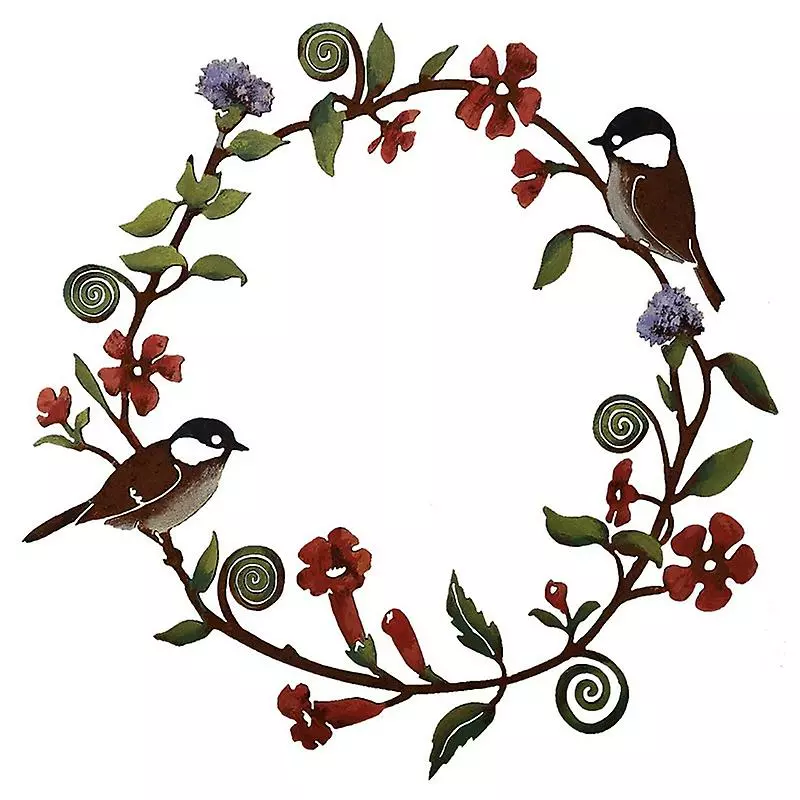 Cumdel Chickadees Flowers Wreath Wall Art Metal Birds & Flowers Innovative Home Garden Decor For Indoor 7 Cumdel Chickadees Flowers Wreath Wall Art Metal Birds & Flowers Innovative Home Garden Decor For Indoor - Image 5