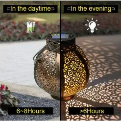 Cumdel Hanging Solar Lanterns Retro Hollow Solar Lights With Handle Outdoor Solar Garden Lights Decor For -Piha myymälä 277590336 max