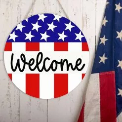 Cumdel Wooden Pendant American Independence Day Garden Gate Fence Party Holiday Carnival Door Decoration