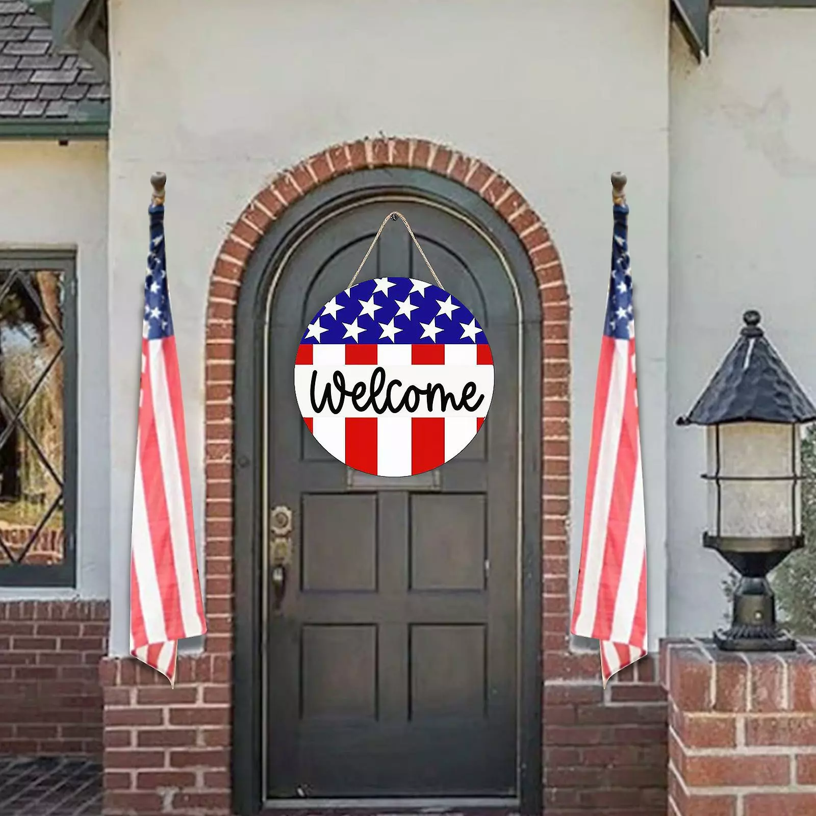 Cumdel Wooden Pendant American Independence Day Garden Gate Fence Party Holiday Carnival Door Decoration 4 Cumdel Wooden Pendant American Independence Day Garden Gate Fence Party Holiday Carnival Door Decoration - Image 2
