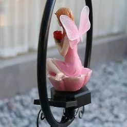 Cumdel Solar Garden Lamp Decorative Resin Flower Fairy Statue Hanging Ornament Waterproof Outdoor Lawn -Piha myymälä 277591933 max
