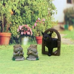 Cumdel Cat And Gopher Ornament Set Lovely Resin Animals Figurines For Home Garden Courtyard Decoration -Piha myymälä 277594110 max