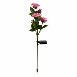 Cumdel 5 Head Rose Flower Solar Lights 2pcs Solar Powered Stake Lights Decorative Outdoor Garden Lawn Lamp