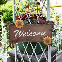Cumdel Metal Welcome Sign With Sunflower & Bird Decor Vintage Wall Hanging Gates Plaque Garden Ornament -Piha myymälä 277595311 max