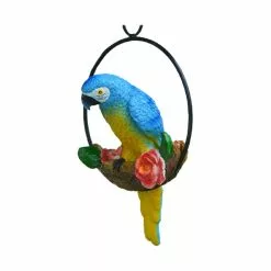 Cumdel Tropical Garden Statue Simulation Parrot Birds Perching On Ring Resin Hanging Ornament For Home