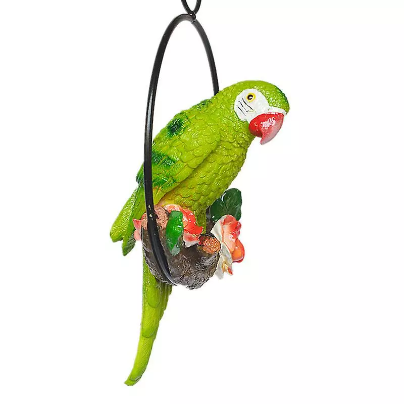Cumdel Tropical Garden Statue Simulation Parrot Birds Perching On Ring Resin Hanging Ornament For Home 5 Cumdel Tropical Garden Statue Simulation Parrot Birds Perching On Ring Resin Hanging Ornament For Home - Image 3