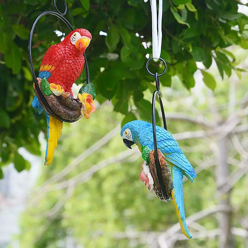 Cumdel Tropical Garden Statue Simulation Parrot Birds Perching On Ring Resin Hanging Ornament For Home 6 Cumdel Tropical Garden Statue Simulation Parrot Birds Perching On Ring Resin Hanging Ornament For Home - Image 4