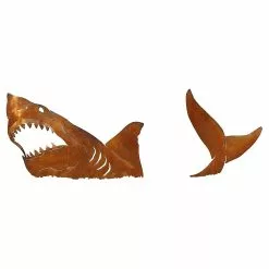 Cumdel Metal Shark Garden Stake Removable Creative Ocean Animals Statue Art Decoration For Outdoor