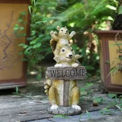 Cumdel Squirrel Welcome Card Garden Welcome Decoration Kindergarten Courtyard Decoration Resin Crafts -Piha myymälä 277600125 max