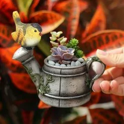 Cumdel Creative Mini Bird Shower Decoration Outdoor Garden Succulent Flower Pot Resin Crafts Ornament -Piha myymälä 277600169 max