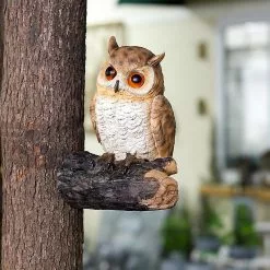Cumdel Cute Resin Owl Statue Simulation Animals Figurines Personalized Ornament For Home Garden Courtyard