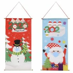 Toyvian 2pcs Hangings Santa Claus Festive Creative Hanging Flags Hanging Ornaments Garden Flags For Party Christmas
