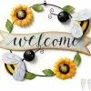 Unbranded Sunflower And Bee Metal Welcome Sign Wall Decor, Sunflower And Beetle Metal Hanging Wall Decor For Indoor Outdoor Garden (sunflower Yellow Bee) -Piha myymälä 282485279 max