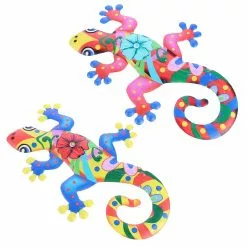 Toyvian 2pcs Rustproof Iron Gecko Wall Decoration Metal Lizard Ornament For Home Garden -Piha myymälä 292629992 max