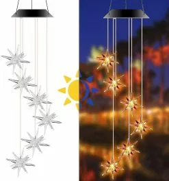 Unbranded Outdoor Wind Chimes, Star Led Lights Change Color, Wind Chimes Are Unique Outdoor Waterproof, Used For Garden And Terrace Home Decoration