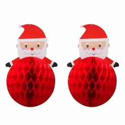Toyvian 2 Pcs Christmas Ornaments Santa Claus Honeycomb Design Hanging Decoration Party Favors For Garden Office Home