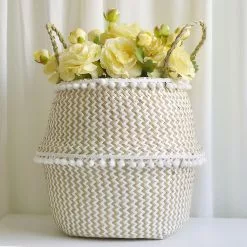 Xyes 2021 New Seagrass Wickerwork Basket Rattan Hanging Planting Flower Pot Storage Laundry Basket Cesta Mimbre Home Garden Decorat