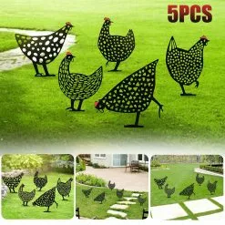 Unbranded 5pcs Chicken Yard Art Outdoor Garden Backyard Lawn Stakes Acrylic Hen Home Decor -Piha myymälä 358439167 max