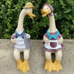 Glreeland 2pcs Ducks Garden Statues Decor, Resin Male & Duck Ornaments,animal Sculptures,cute Figurines For Outdoor Lawn,patio,yard Art,winter Garden Decoratio -Piha myymälä 372178906 max