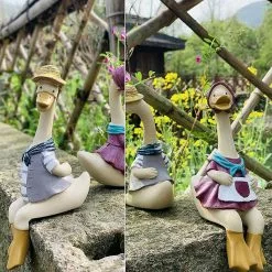Glreeland 2pcs Ducks Garden Statues Decor, Resin Male & Duck Ornaments,animal Sculptures,cute Figurines For Outdoor Lawn,patio,yard Art,winter Garden Decoratio -Piha myymälä 372178911 max