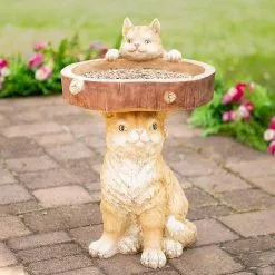 Fsu Bird Feeder Wide Bowl Resin Cat Bird Bath Drinking Water Feeder Garden Yard Lanscaping -Piha myymälä 374676150 max