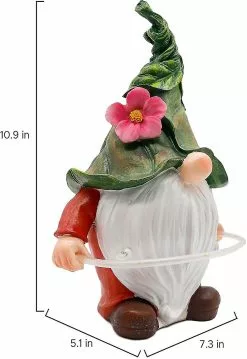 Unbranded Garden Gnome Statue With Solar Led Lights, Resin Gnome Figurine Playing Hoop, Outdoor Gnomes Garden Decorations For Patio Yard Lawn Porch, Ornament Gi -Piha myymälä 393878666 max