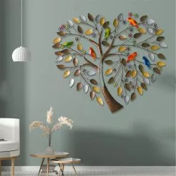 Unbranded Tree Of Life Heart Shaped Metal Wall Hanging Art Round Sculpture Garden Home Decor A