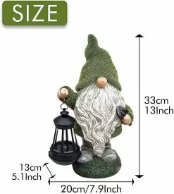 Unbranded Funny Garden Gnome Weatherproof Figure With Lantern Led Solar Light 33cm Dwarf -Piha myymälä 442802251 max