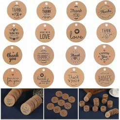 Unbranded 100 Piece Handmade Thank You Tags Round Merry Christmas Kraft Labels Garden -Piha myymälä 442808809 max