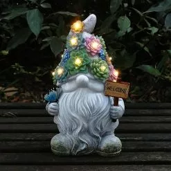 Unbranded Garden Gnome Statues Decor Lights, Solar Powered Outdoor Lights Art Gifts With 10 Warm White Leds A -Piha myymälä 446614037 max