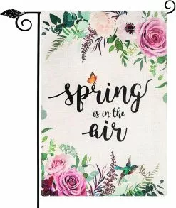 Baiccf Spring Garden Flag 12x18 Double Sided, Flower Garden Flag Vertical Burlap, Spring Flag With Spring Is In The Air For Home Yard House Summer Outdoor De