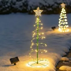 Unbranded Solar Powered Led Spiral Christmas Tree Light Home Garden Festive Decor A
