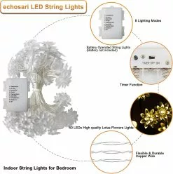 Unbranded Led String Lights 17ft 40 Led Lotus Flower Fairy Lights With 8 Modes Timer Indoor String Lights For Bedroom, Party, Wedding, Indoor, Garden Dcor 9 Unbranded Led String Lights 17ft 40 Led Lotus Flower Fairy Lights With 8 Modes Timer Indoor String Lights For Bedroom, Party, Wedding, Indoor, Garden Dcor -Piha myymälä 453890320 max