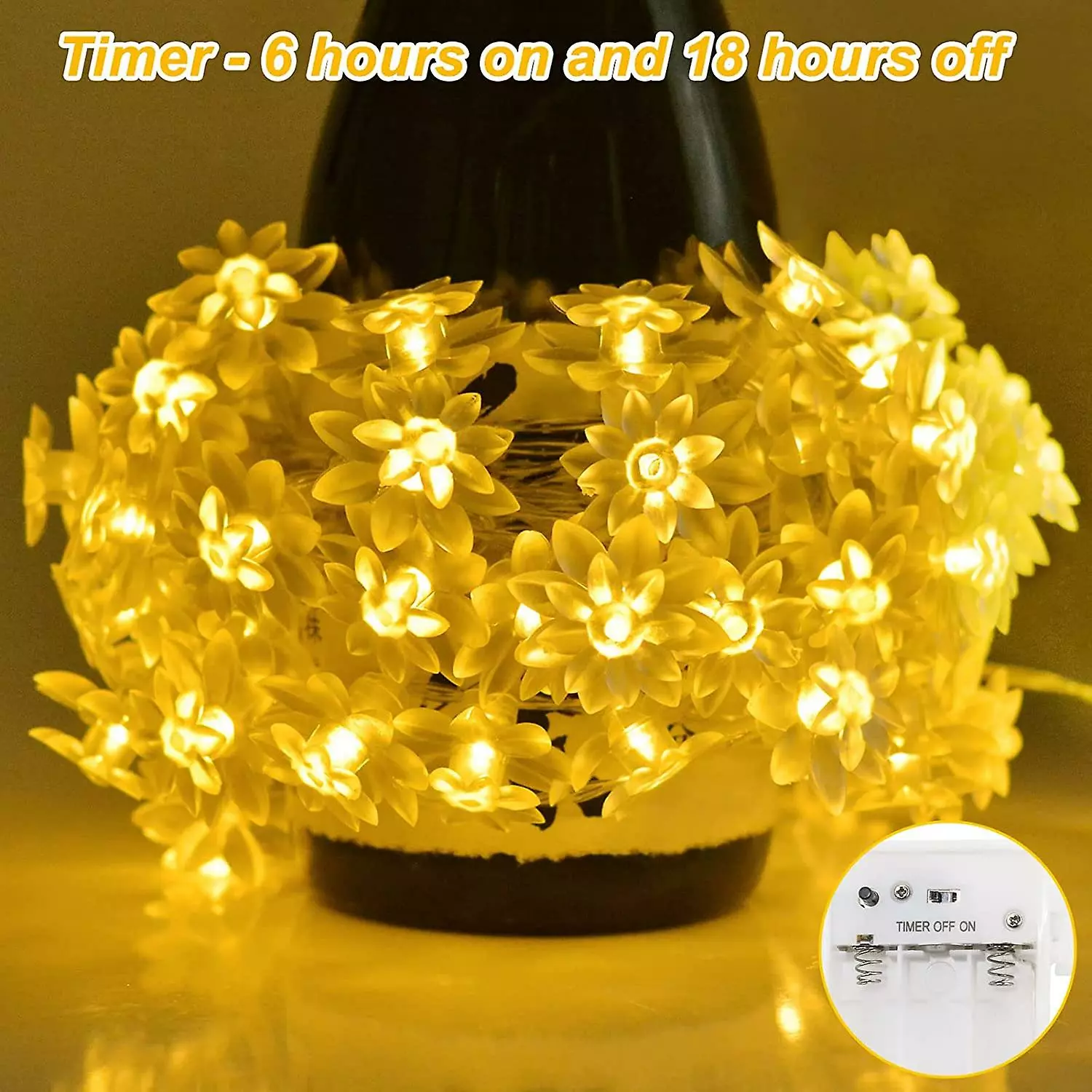 Unbranded Led String Lights 17ft 40 Led Lotus Flower Fairy Lights With 8 Modes Timer Indoor String Lights For Bedroom, Party, Wedding, Indoor, Garden Dcor 6 Unbranded Led String Lights 17ft 40 Led Lotus Flower Fairy Lights With 8 Modes Timer Indoor String Lights For Bedroom, Party, Wedding, Indoor, Garden Dcor - Image 4