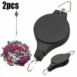 Unbranded (2pcs) Pulley Hanging Hooks Retractable Flower Plant Basket Pot Hanger Garden Decor