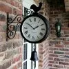 Unbranded Outdoor Wrought Iron Garden Clock Innovative Fashion Double-Sided Wall Metal Clock Wall Clock Hangin -Piha myymälä 477473885 max