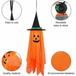 Unbranded Halloween Decorations, Single Pre-installed Orange Pumpkin Wizard Hat Halloween Decor, Hanging Pumpkin Ornaments For Home Garden Party Indoor Outdoor -Piha myymälä 479312599 max