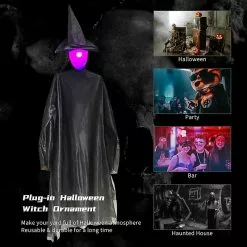 Unbranded 68 Inch Halloween Witch Props With Colorful Led Head Outdoor Scary Witch Plug-in Halloween Witch Ornament For Yard Garden Party Bar Creepy Decoration, -Piha myymälä 479313012 max