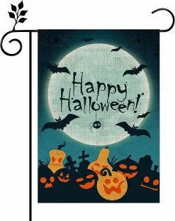 Unbranded Halloween Garden Flag 12.5 X 18 Inch Vertical Double Sided, Scary Pumpkin Spider Flag, Fall Yard Decorations Flag, Fit Garden Door Wall Lawn Outdoor D