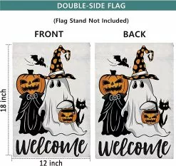 Unbranded 2pcs Halloween Garden Flags, Double Sided Happy Halloween And Ghost Pumpkin Cat Outdoor Garden Flags For Yard Holiday Decorations 12 X 18 Inch -Piha myymälä 492047304 max