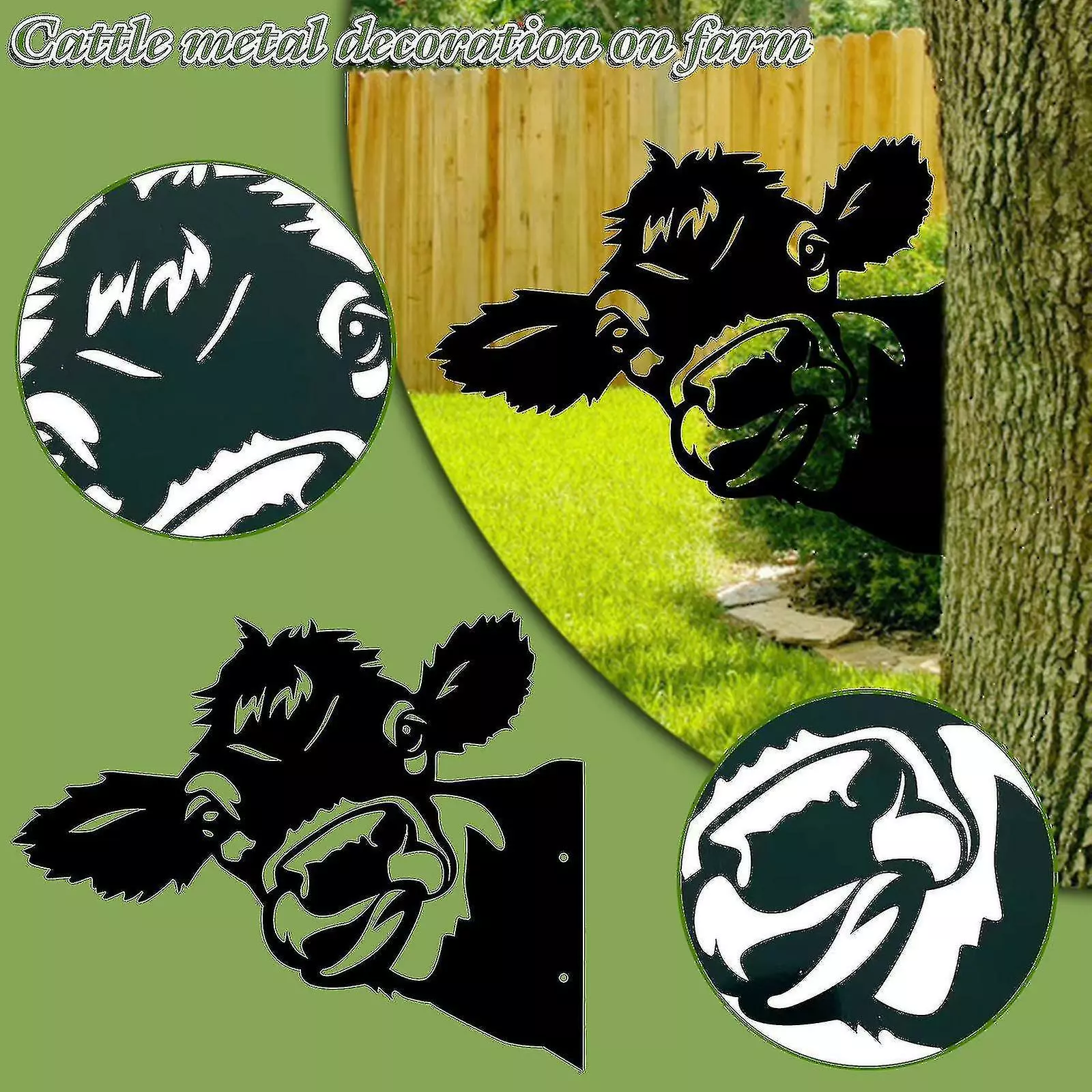 Unbranded Art Hanging Metal Peeping Cattle Ornaments Outdoor Garden Adornment De 4 Unbranded Art Hanging Metal Peeping Cattle Ornaments Outdoor Garden Adornment De - Image 2