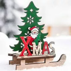 Unbranded Christmas Desktop Ornament Diy Sleigh Wooden Craft Home Garden Decoration -Piha myymälä 504178206 max