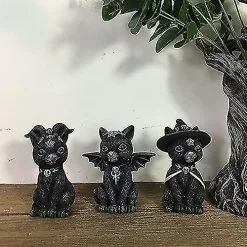 Unbranded Halloween Black Cat Decoration Outdoor Indoor Lawn Resin Cat With Witch Hat,wings,desktop Ornament Funny Garden Statue Figurine Sculpture For Front Ya -Piha myymälä 504697953 max